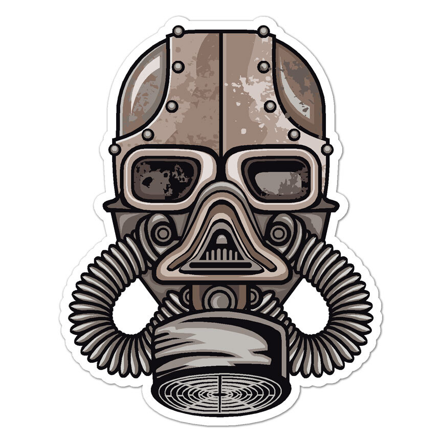 Gas Mask Apocalypse, Vinyl Decal Sticker, Indoor Outdoor, 3 Sizes, #9166