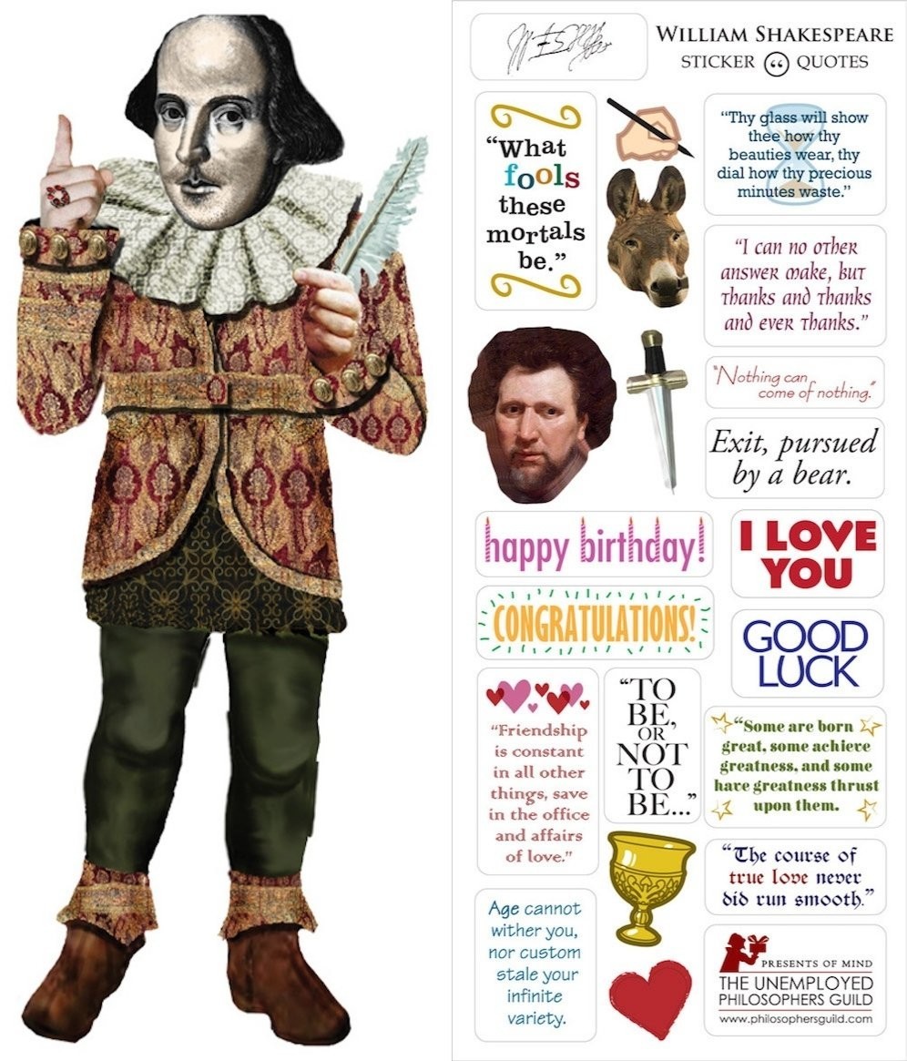 Greeting Card Stickers UPG Quotable Notables NEW William Shakespeare