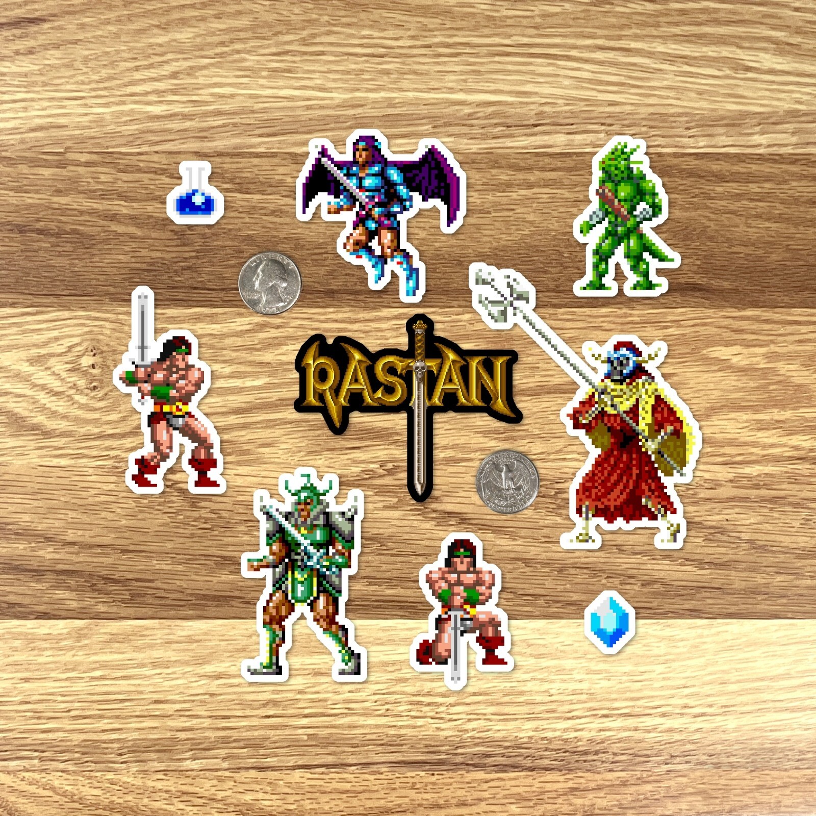 Rastan Stickers Arcade Game Pixel Art 19 Sticker Pack