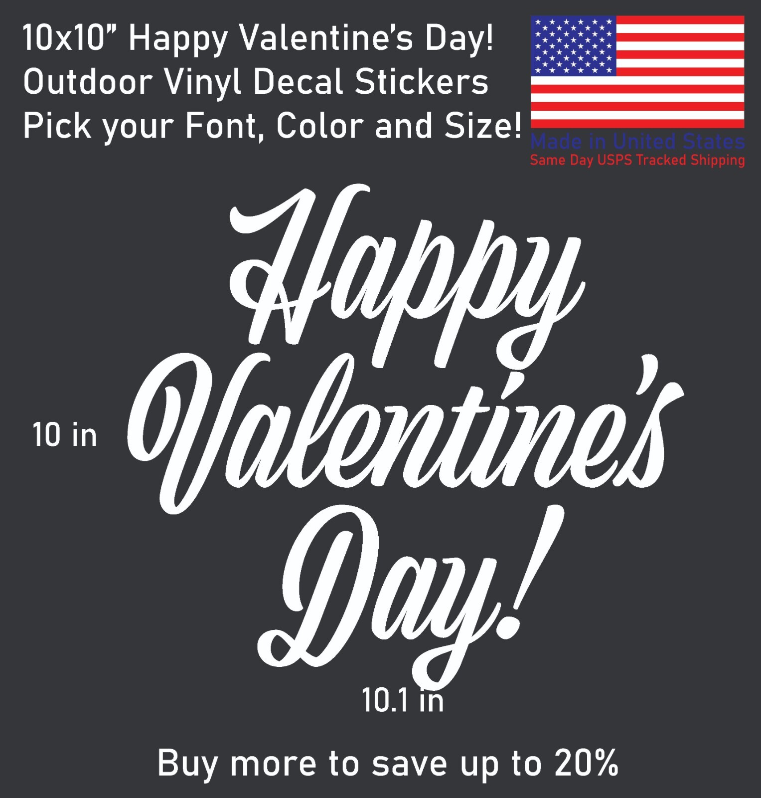Happy Valentine's Day Font#1 Vinyl Decal Sticker – Made in US – SameDay Shipping