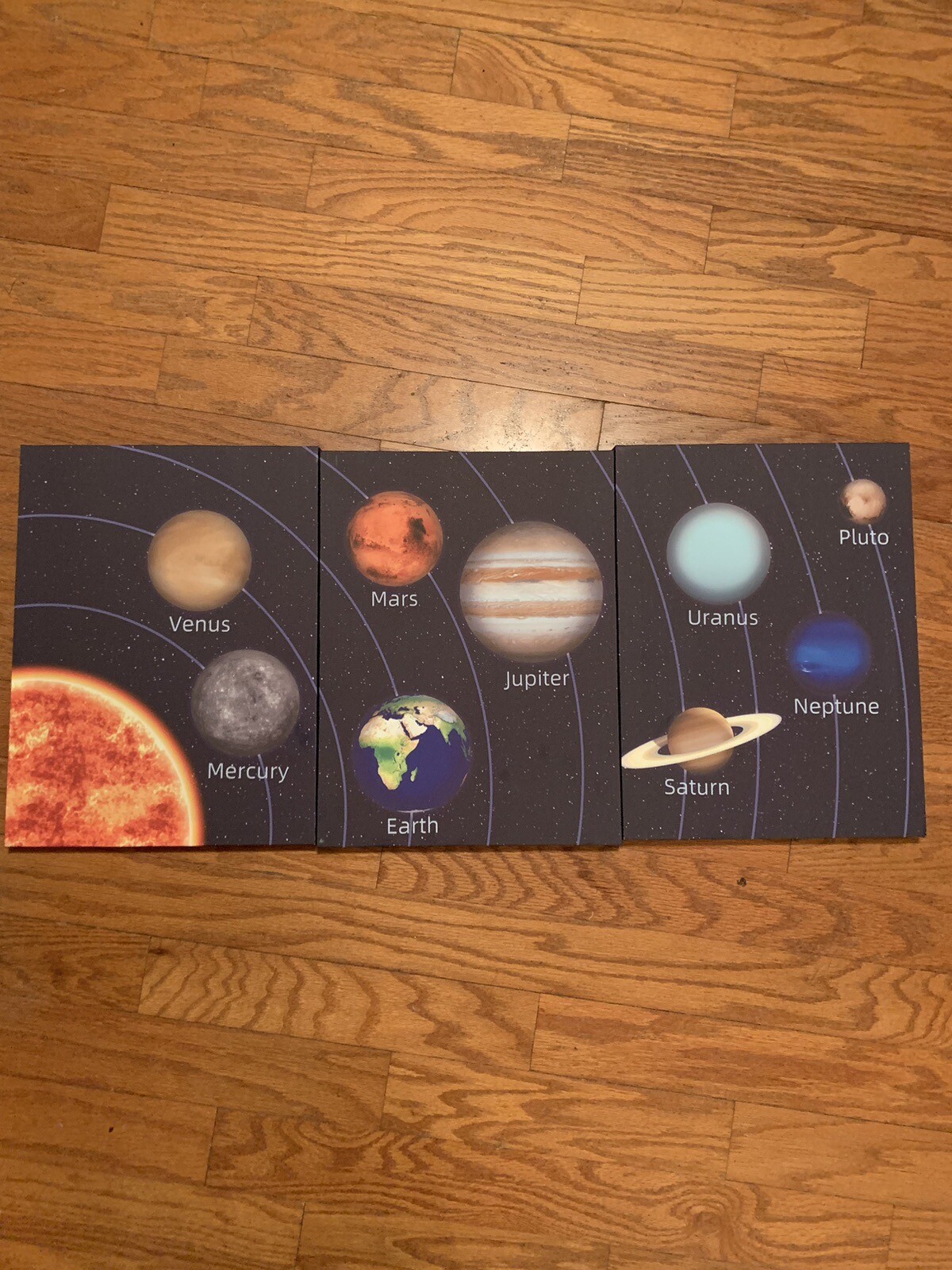 Kids Space Room Decor Framed Outer Space Wall Art Set of 3 (12X16Inch) Kids Pict