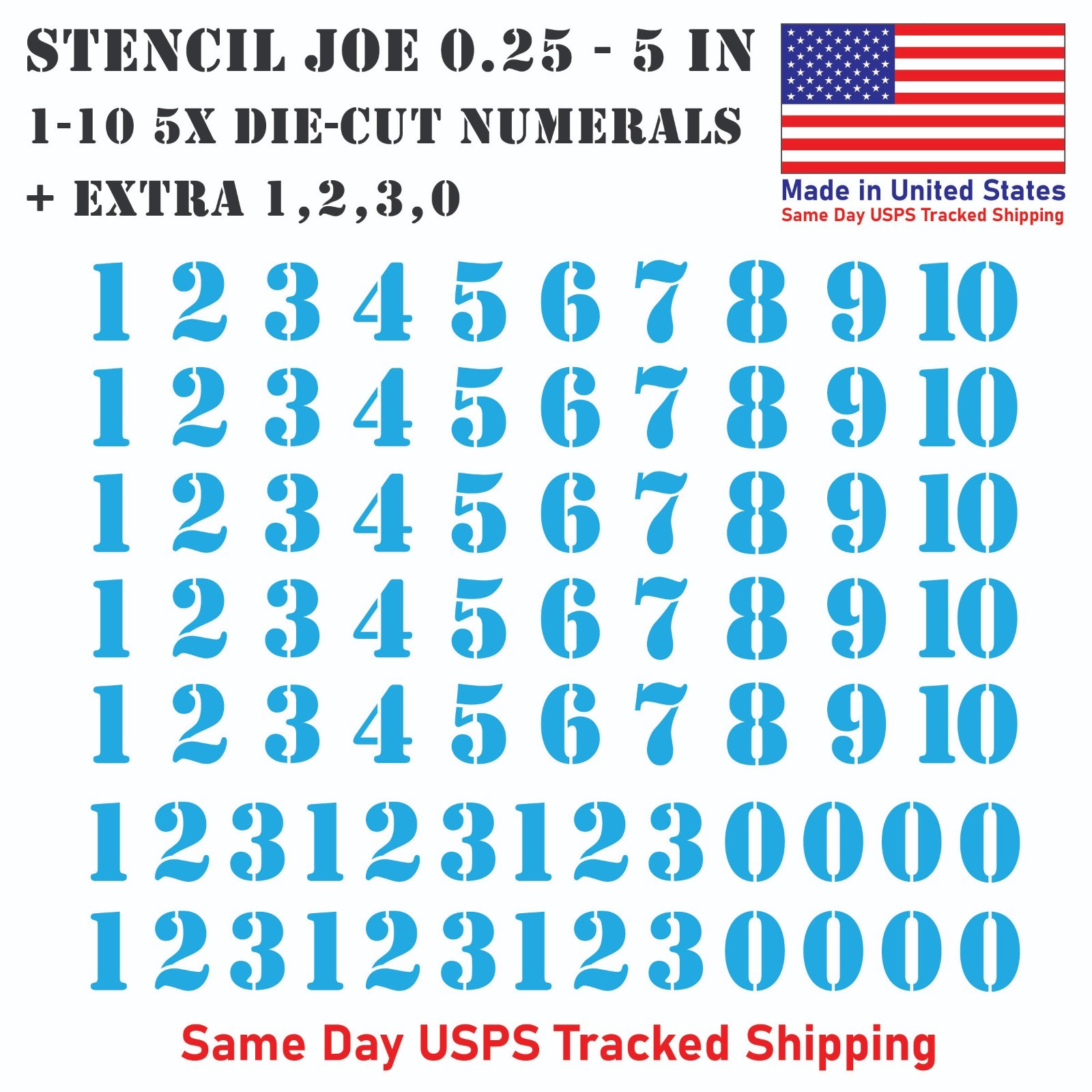 1-10 5x+ Stencil Joe Outdoor Vinyl Decal Numbers for Mailbox Door Address Locker