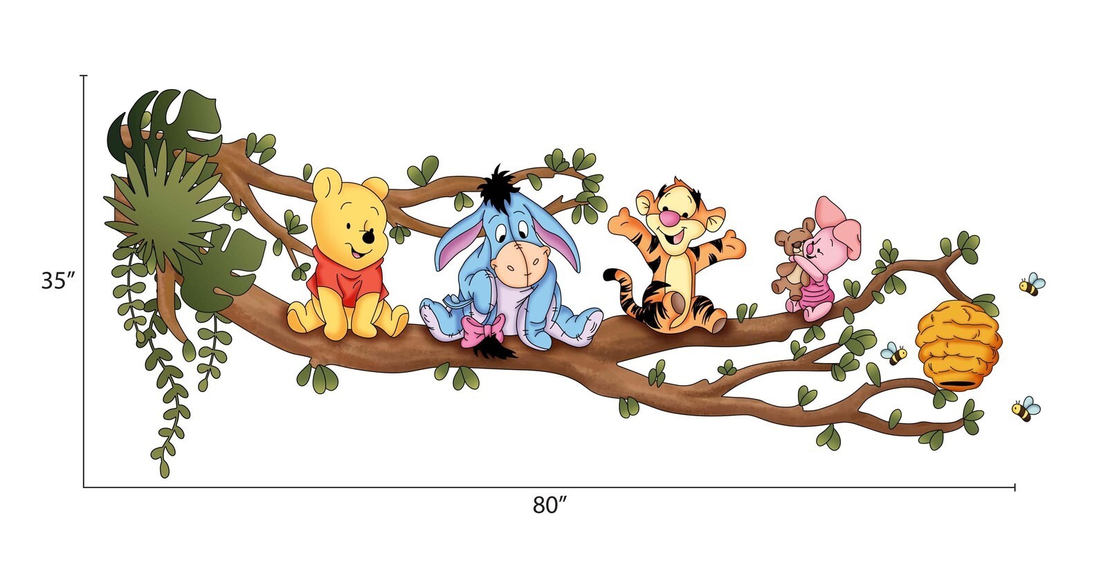 Winnie Wall Sticker Winnie On Tree Wall Mural Eeyore Wall Art Nursery Wall Decal
