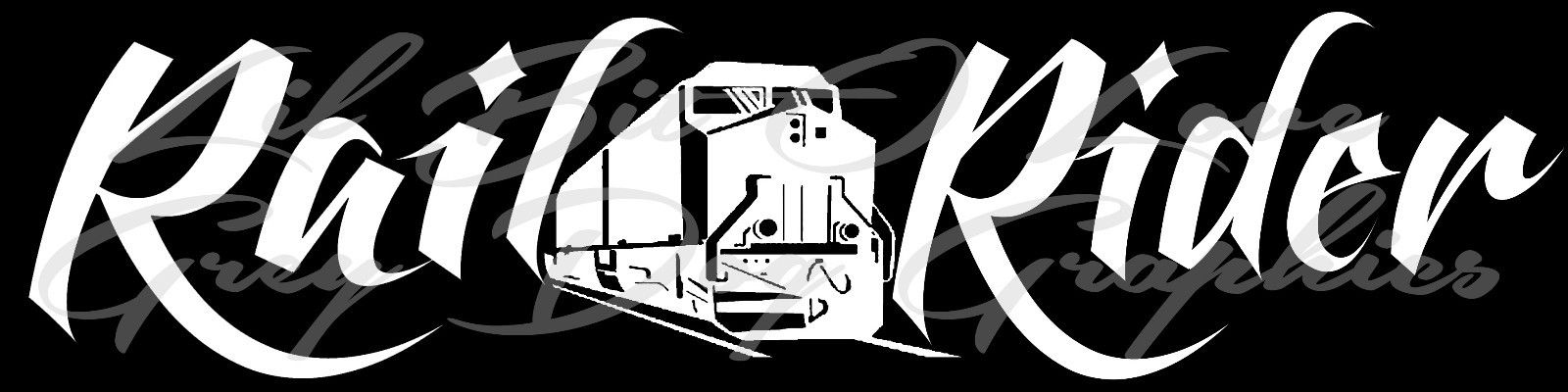 RAIL RIDER VINYL DECAL 22.5 x 5.6 RAILROAD TRAIN LOCOMOTIVE STICKER AUTO VEHICLE