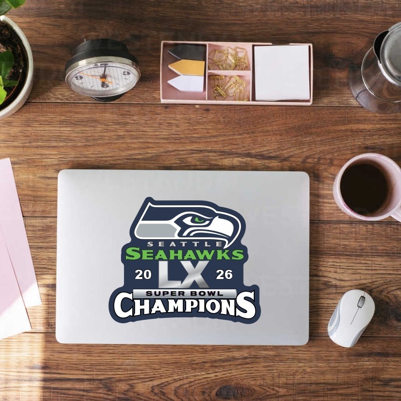 Seattle Seahawks 2026 Champions SB 60 Sticker Peel and Stick
