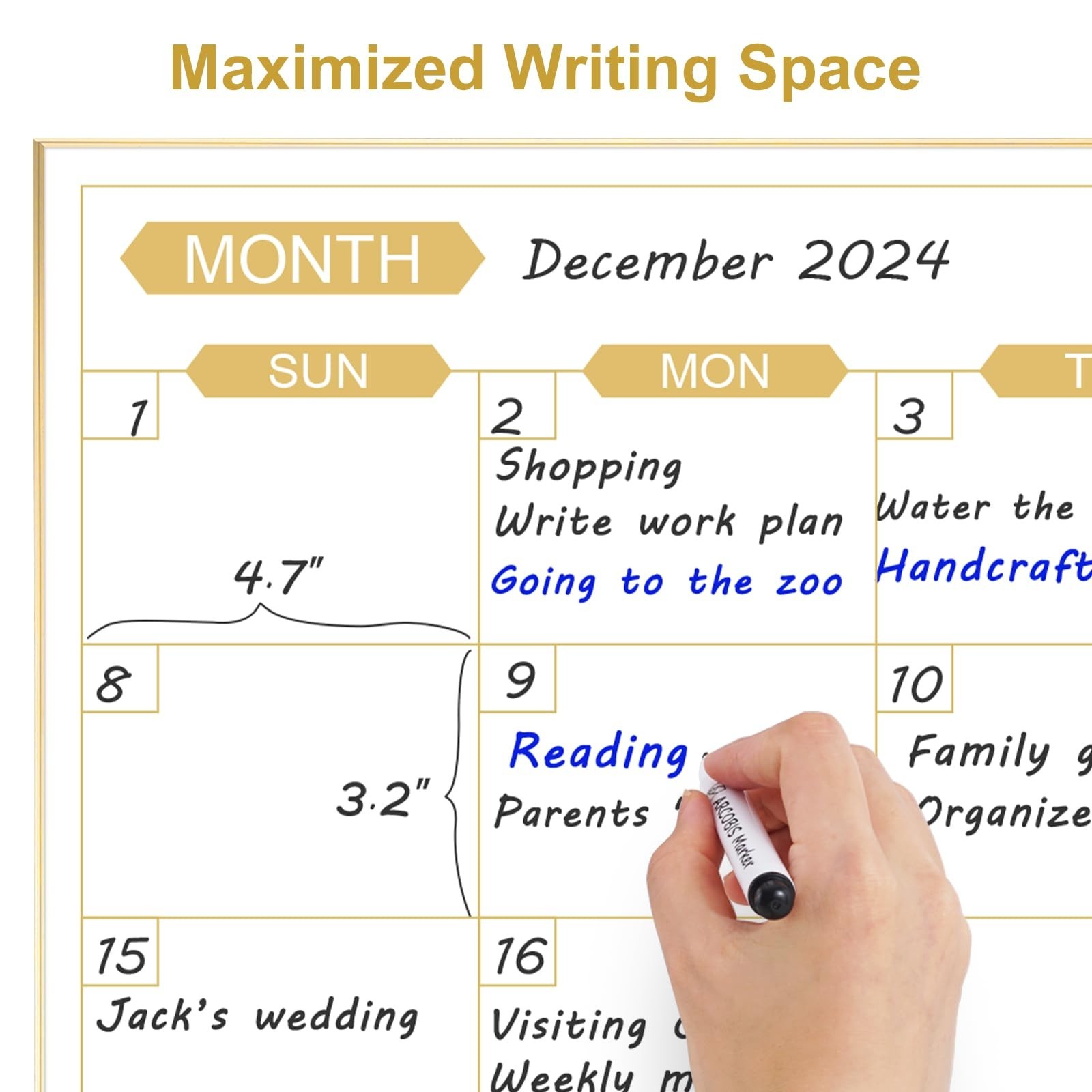 ARCOBIS Monthly Calendar Whiteboard 36" x 24" and Weekly Dry Erase Board for …