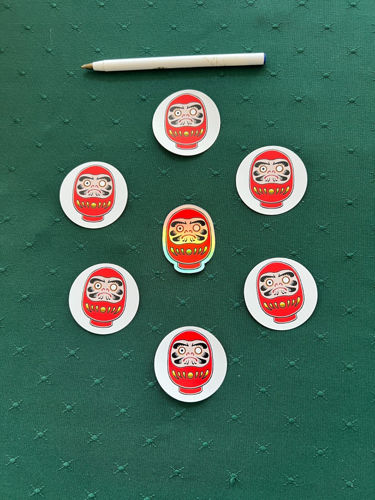 Lot of 7 CUSTOM Japanese Daruma Doll Decal Sticker Waterbottle Laptop Computer