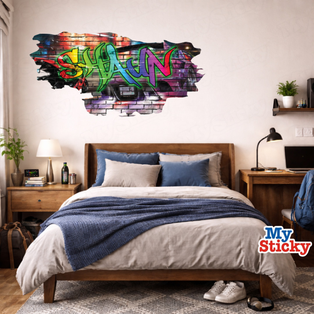 Personalized 3D Graffiti Name Wall Decal – Custom Art Vinyl Decor Sticker