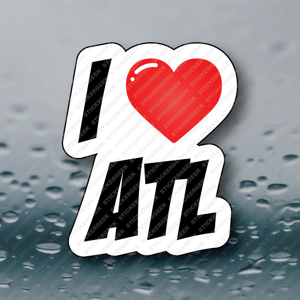 I LOVE HEART ATL Laptop Tablet Notebook Tumbler Water Bottle Sticker