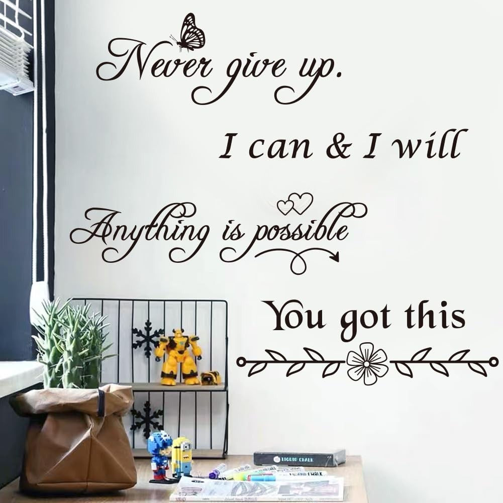 9PCS Vinyl Wall Quotes Decals Inspirational Wall Stickers Peel and Stick Moti…