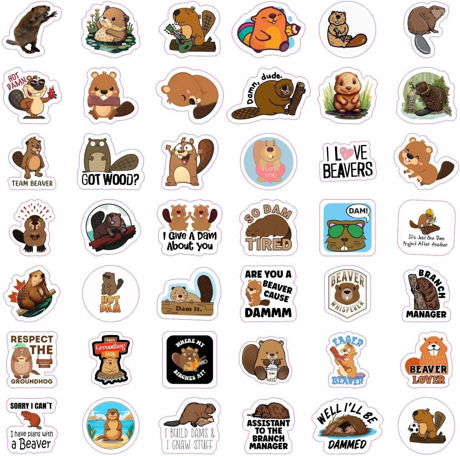 BulbaCraft Beaver Stickers for Water Bottle Laptop Nature Party Supplies PKG027