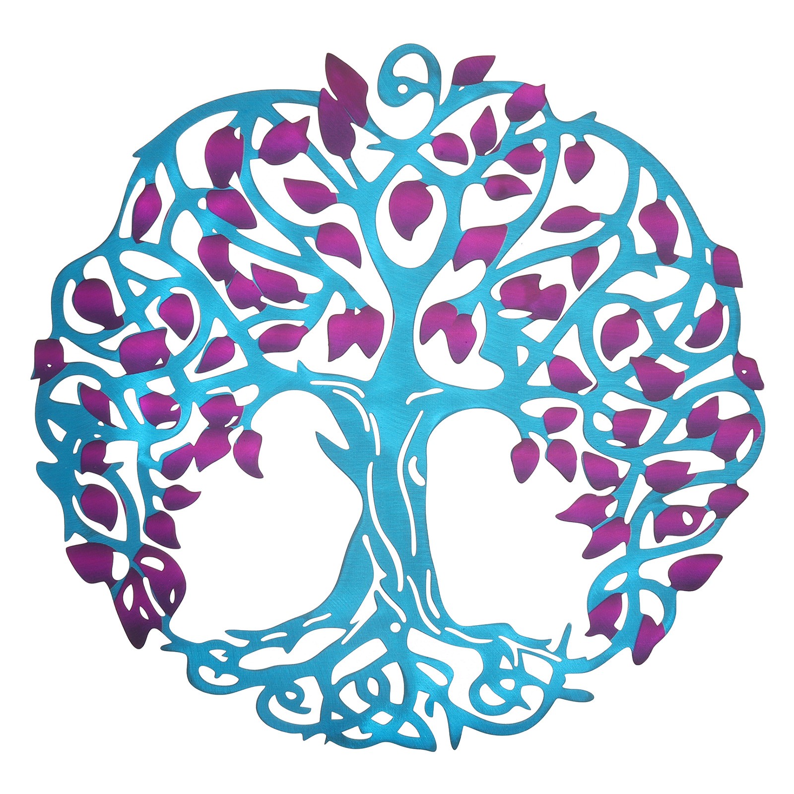 Metal Tree Wall Decor Tree of Life Wall Sculpture Decoration, Purple Blue