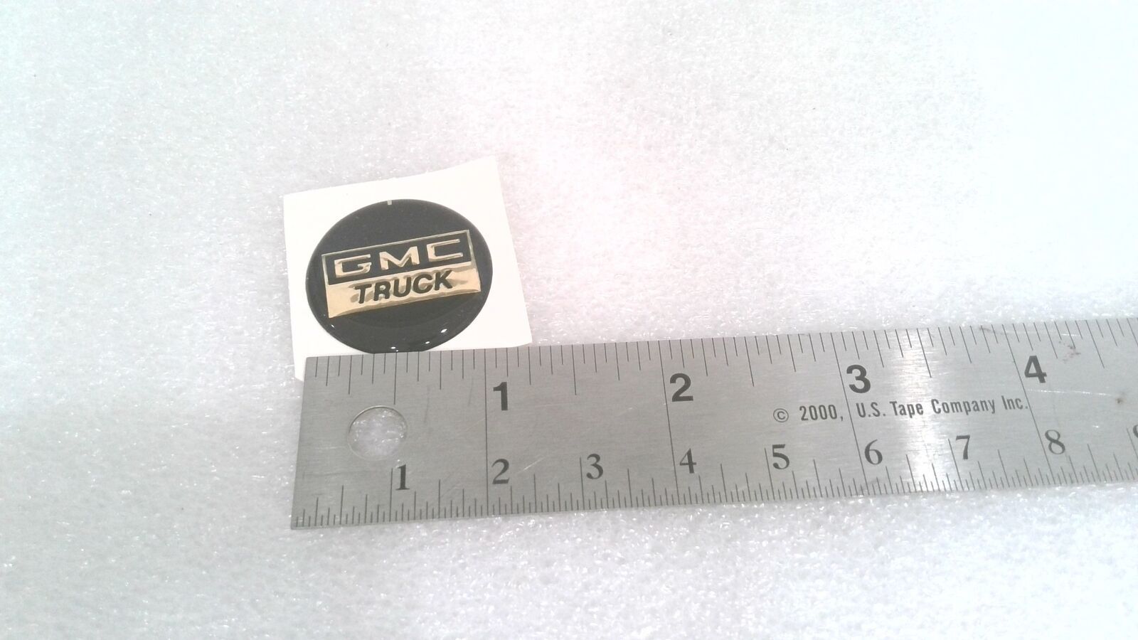 GMC TRUCK DOMED STICKER, BLACK/GOLD, 2 MM X 1.1" (LOT OF 18)