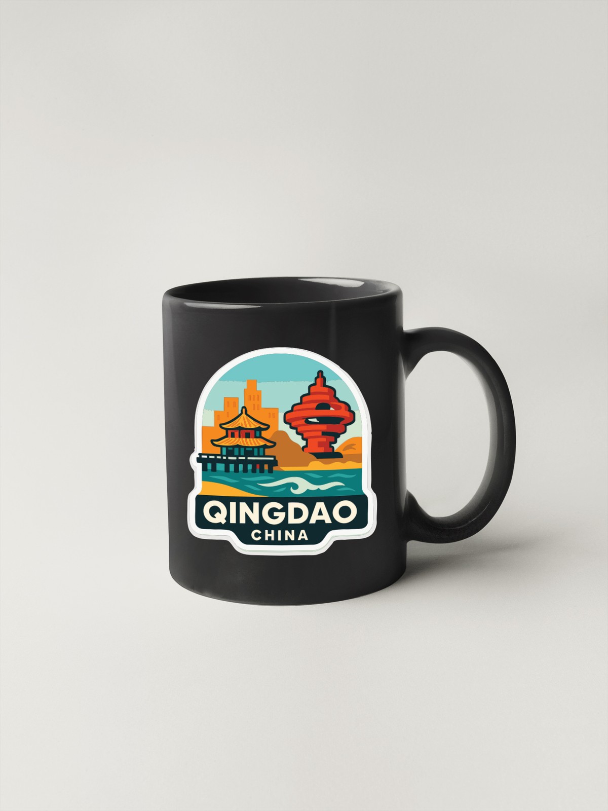 Qingdao China Sticker Decal Vinyl Die-Cut City Skyline Landmark Design