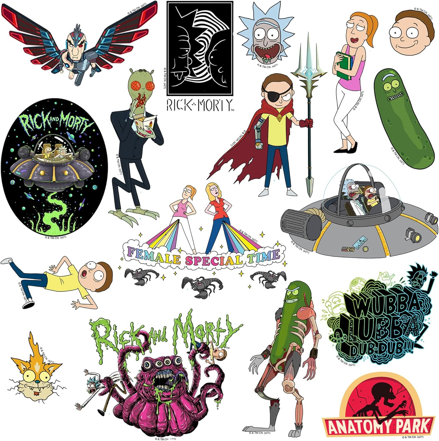 Rick and Morty Sticker Pack Die Cut Vinyl Large Deluxe Stickers Variety Pack – L