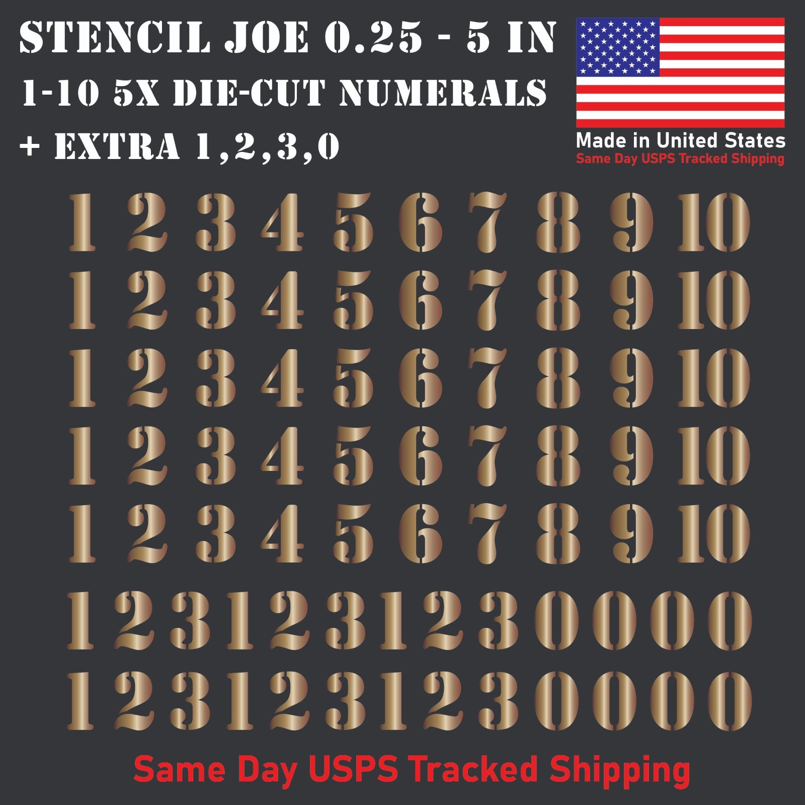 1-10 5x+ Stencil Joe Outdoor Vinyl Decal Numbers for Mailbox Door Address Locker