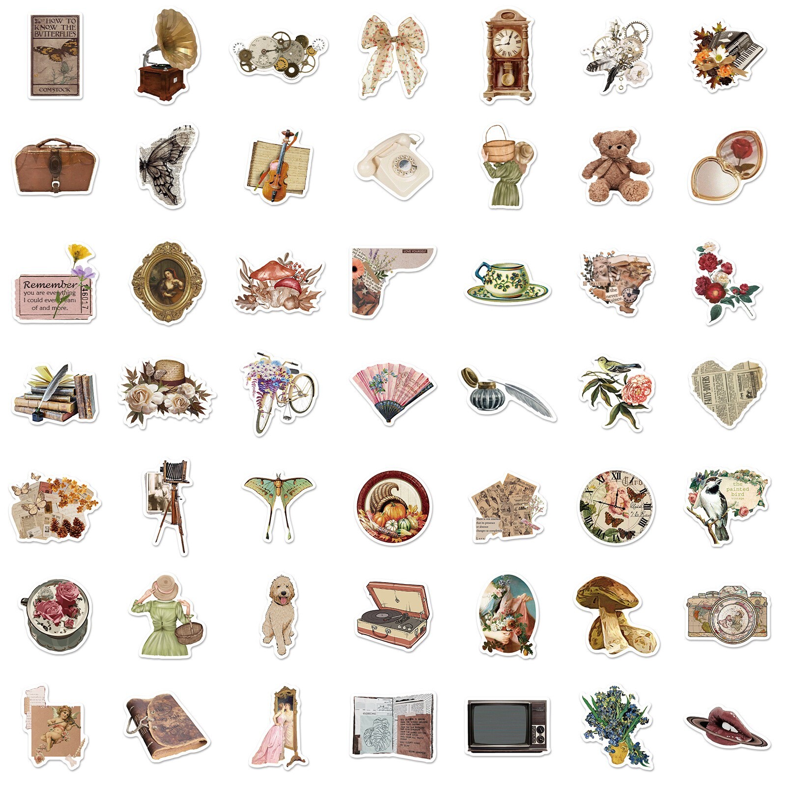 200pcs Retro Cottagecore Vintage STICKER PACK，#170171174200