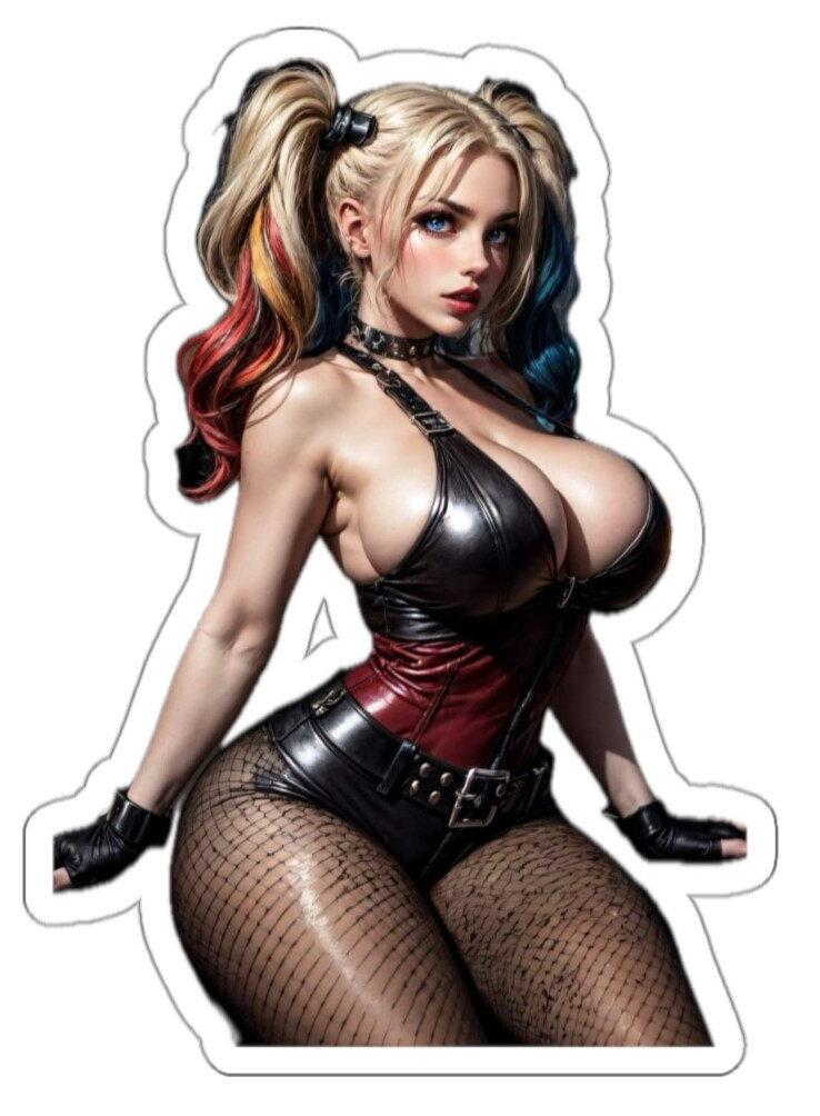 Harley Quinn Illustration AI Art Artistic Digital Kiss-Cut Vinyl Sticker Decal
