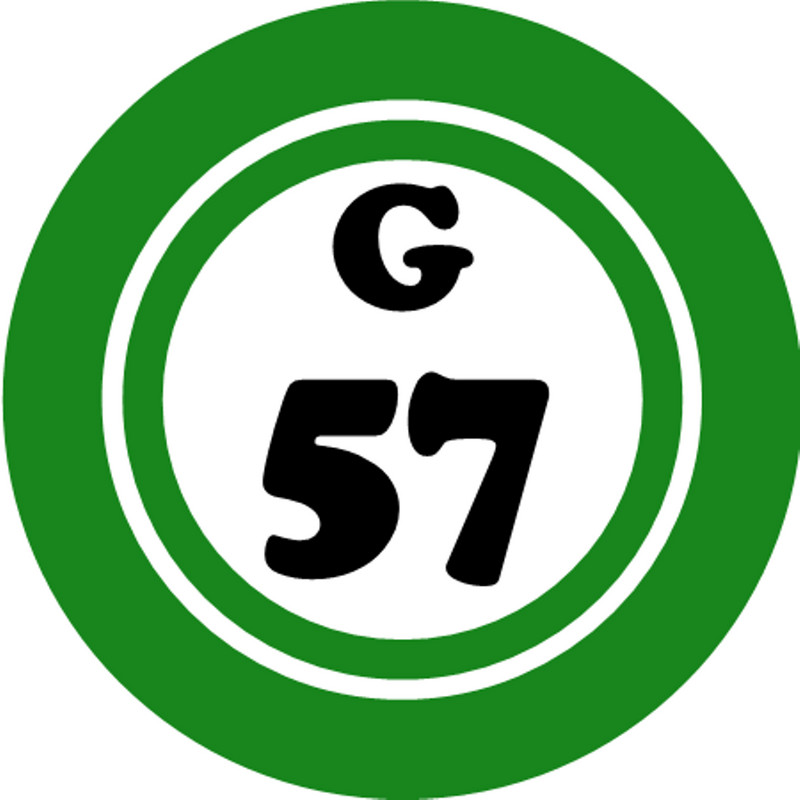 G 57 G57 Bingo Ball – 3 Inch Circle Sticker 3" x 3" – Hobby Number Board Lucky