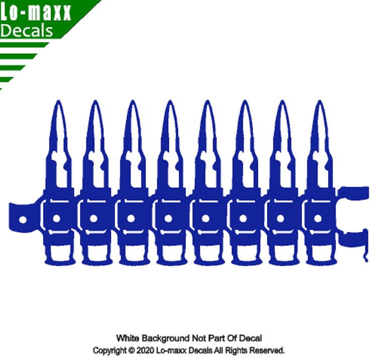 Ammunition Ammo Belt Linked Cartridge Art Superior Quality Die Cut Vinyl Decal