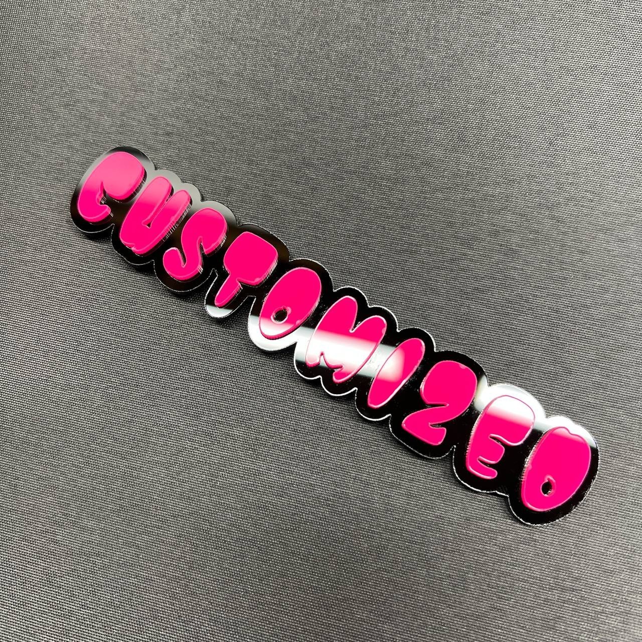 1X Custom Graffiti Font Acrylic Emblem Multicolor Personalized Car Badge text
