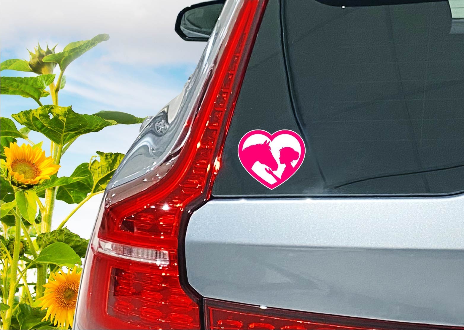 Horse & Girl Heart Decal Sticker Love Cowgirl Trail Show Ride Country Western