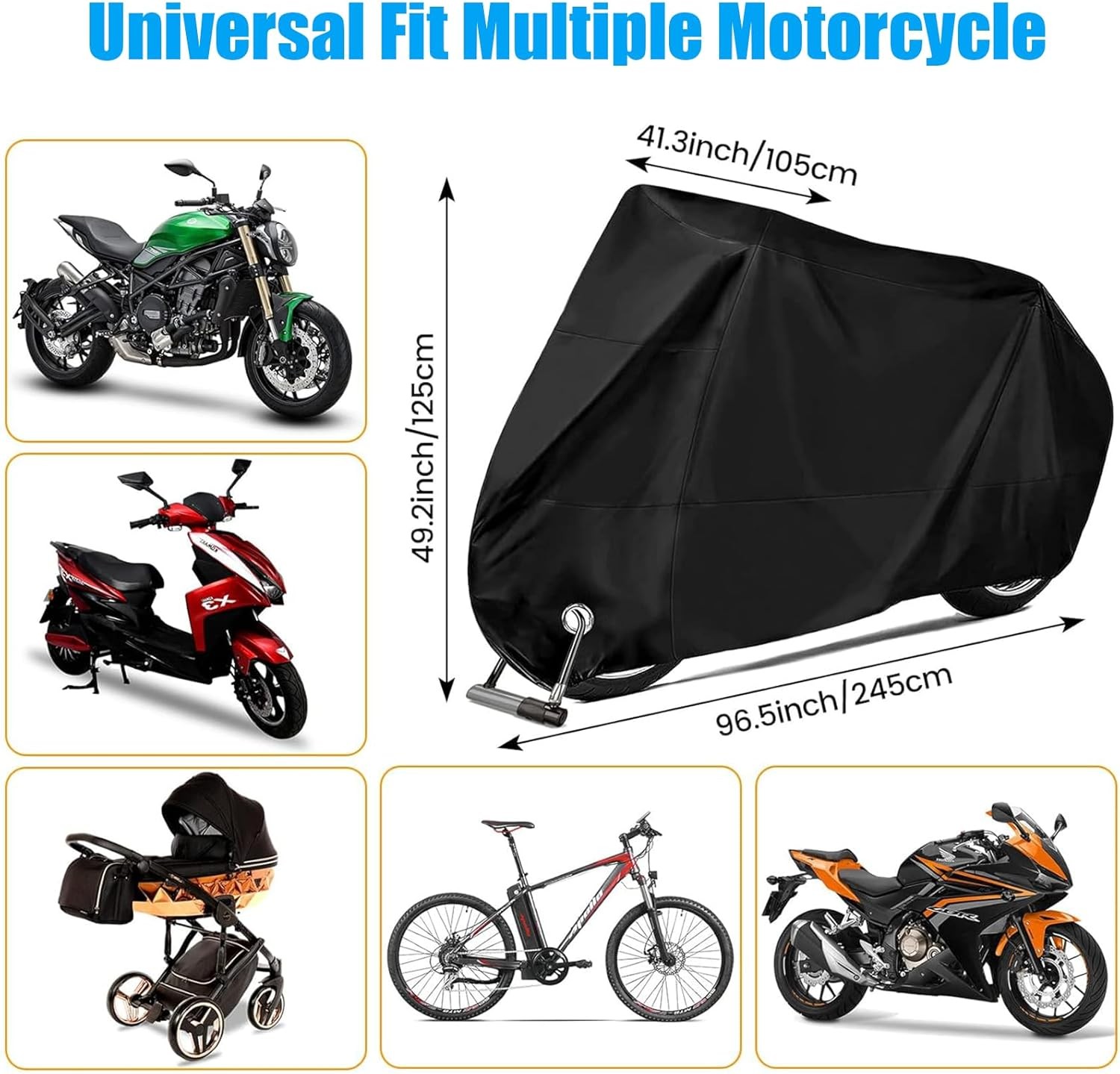 Motorcycle Scooter Cover Waterproof Outdoor – Tear-Proof Large 250cc 150cc 50cc