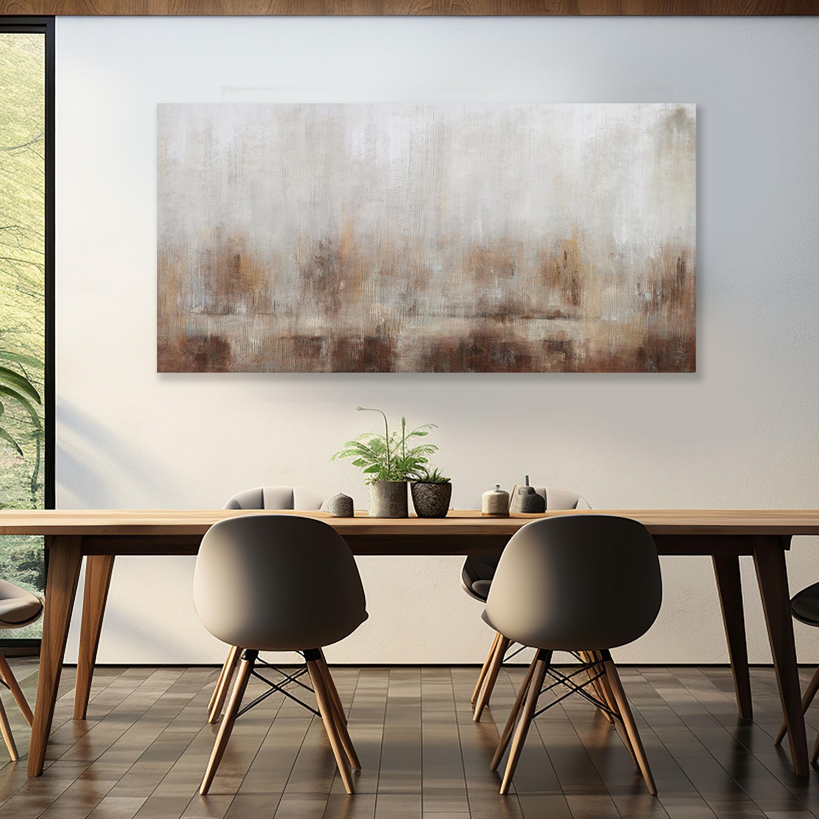 Abstract Wall Art Home Decor Wall Brown Canvas Print Wall Art Framed Modern A…