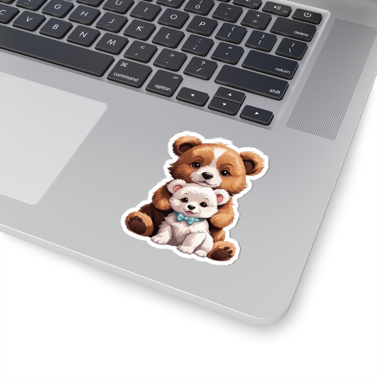 Adorable Bear and Pup Kiss Cut Stickers, Cute Animal Decor