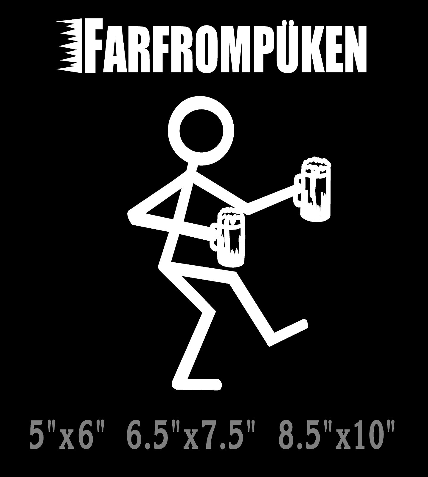 Farfrompuken Decal Stick Person with Beer Mugs funny window vinyl sticker