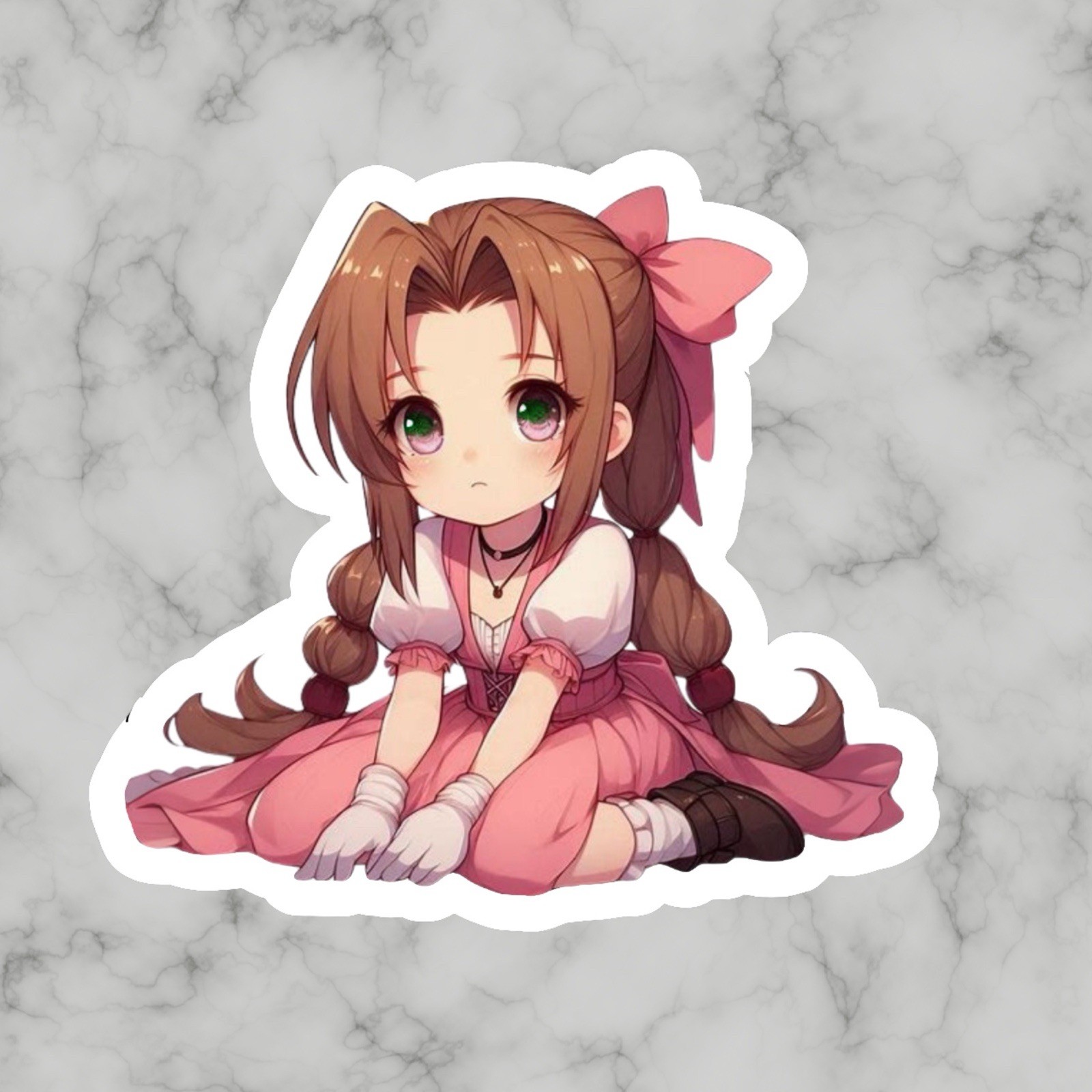 Aerith Gainsborough, Final Fantasy 7, FF7, Glossy Vinyl sticker, Decal
