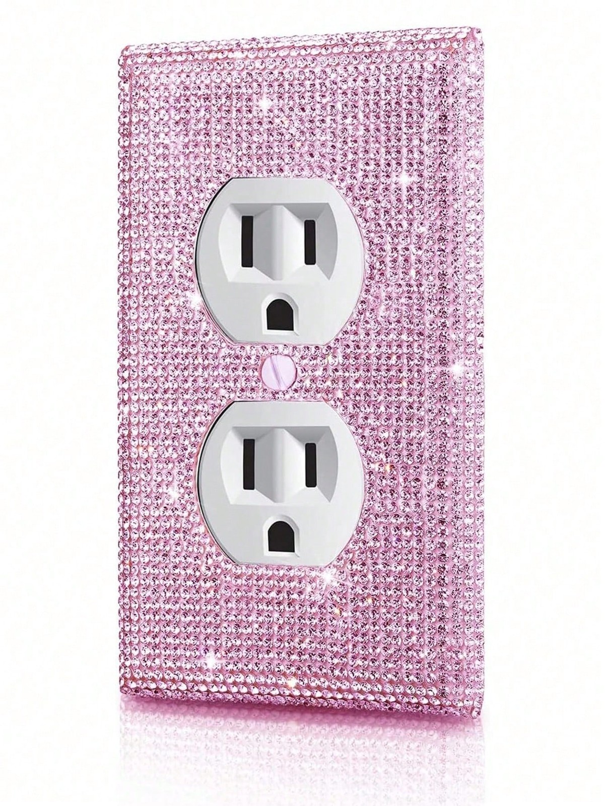 Pink Rhinestone Outlet Cover Plate 2 Pieces Standard Size