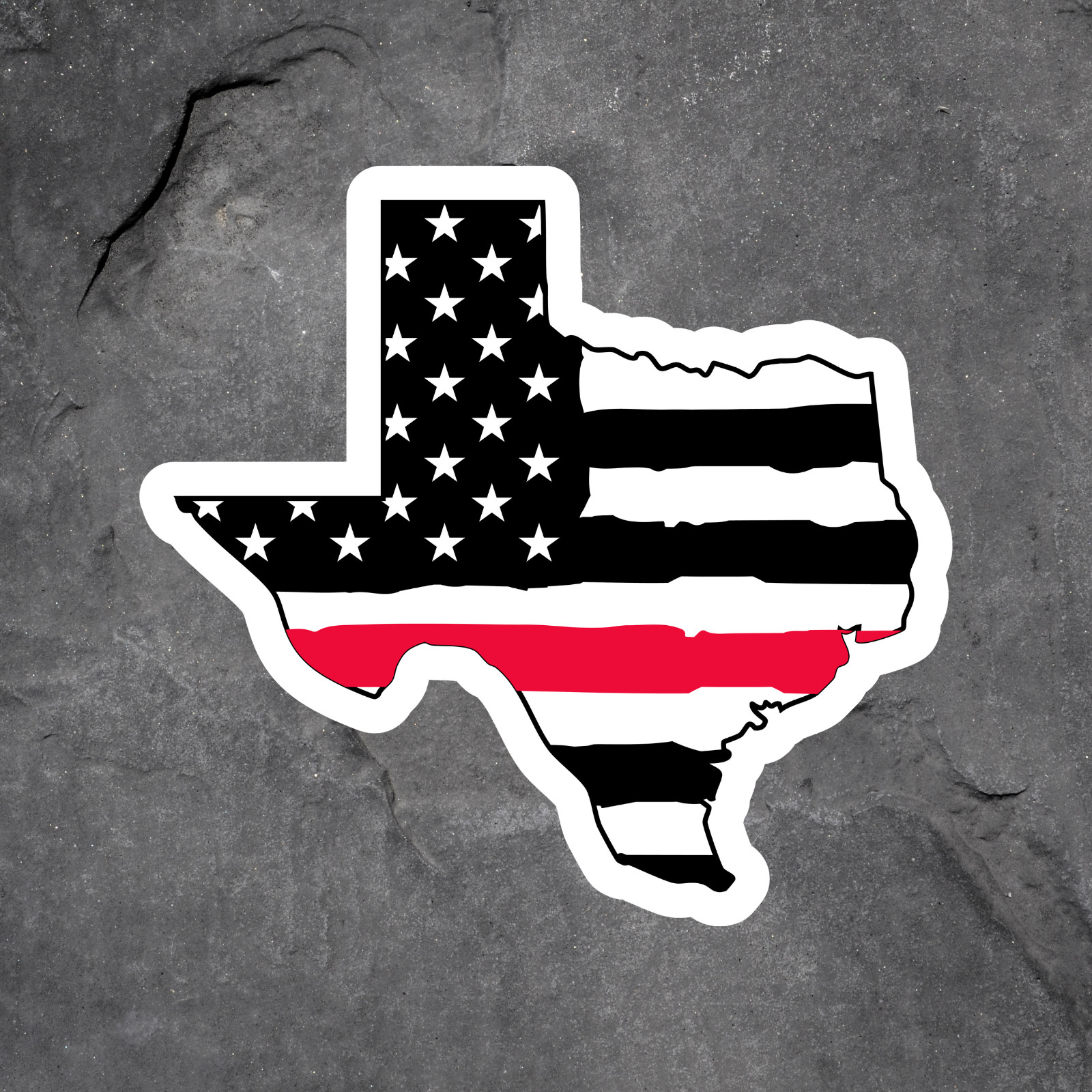 Texas Sticker Vinyl Decal Black White Thin Red Line Flag Minimalist