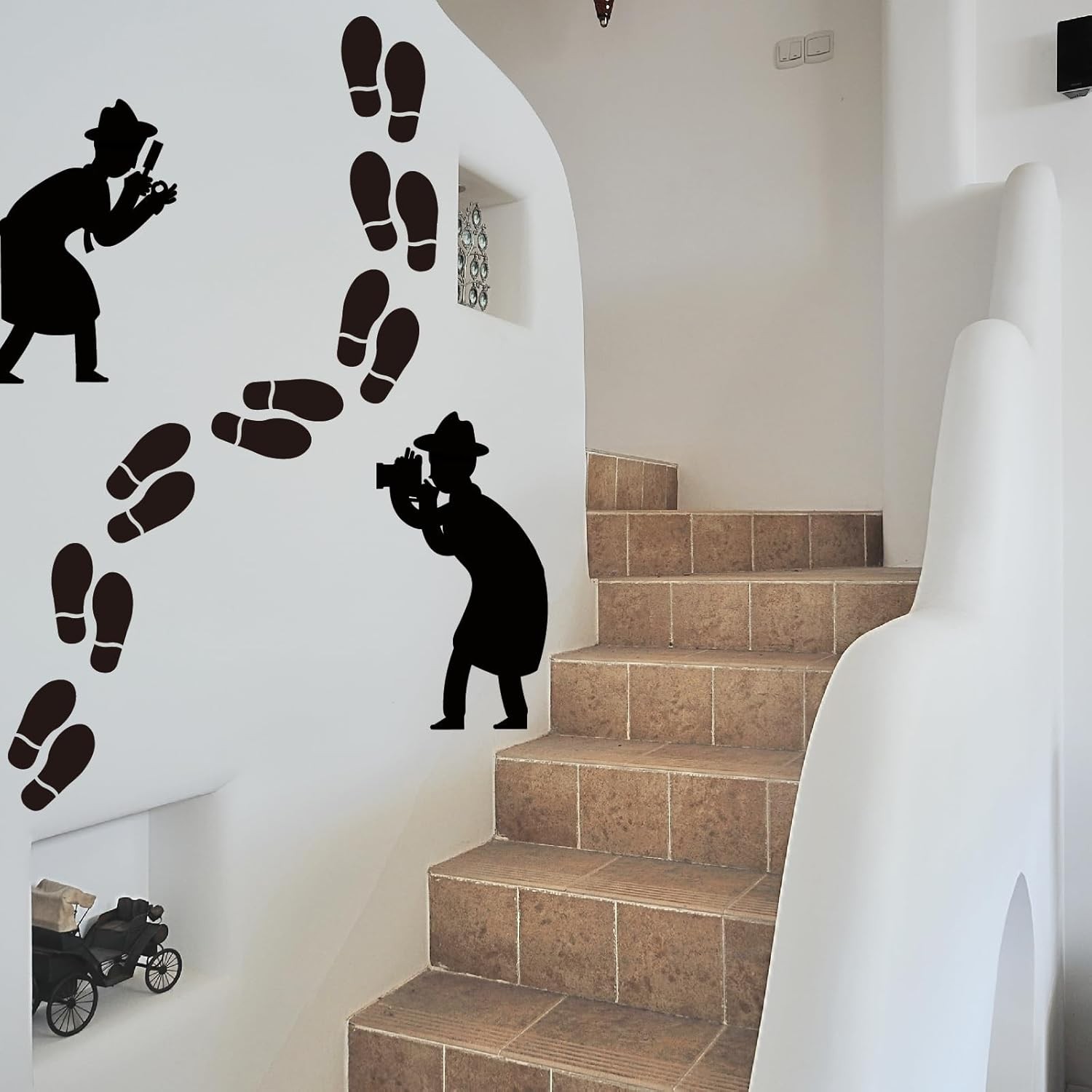 25 sets of 50 black footprint stickers Foot spacing marker wall decals