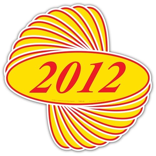 EZ-Line Oval Model Windshield Year Stickers for Car Windows Red and Yellow 2012