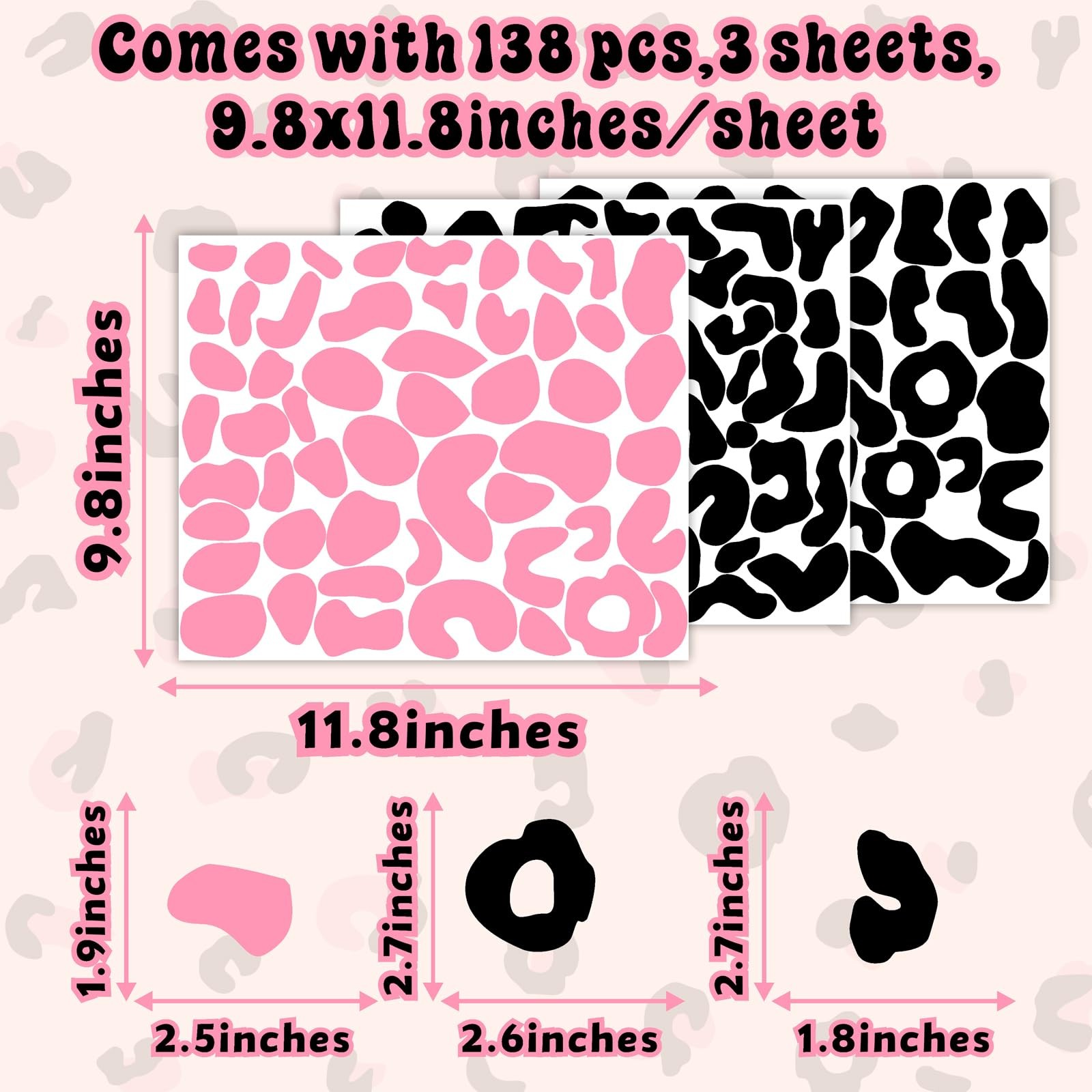 Leopard Print Wall Decals Peel and Stick Cheetah Pattern Sticker Animal Print…