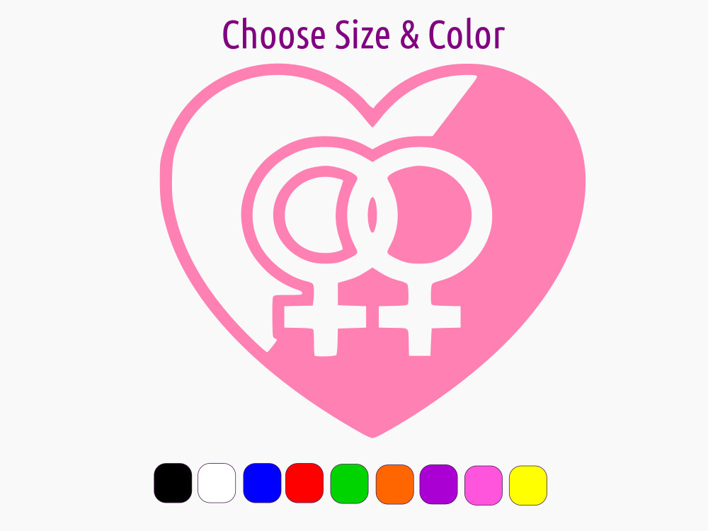 Women Symbol Lesbian Heart LGBTQ Pride Vinyl Window Sticker CHOOSE SIZE COLOR