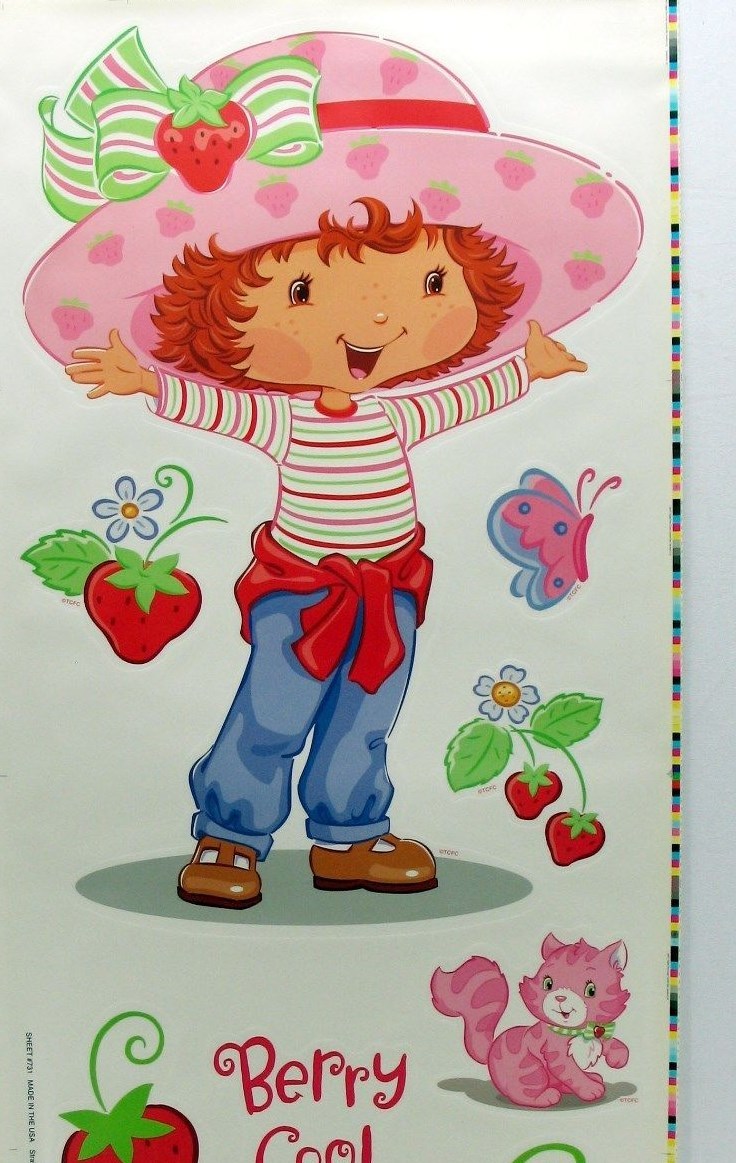 Strawberry Shortcake Kitten Butterfly Berry Cool Girl Wall Large Decal Set Decor