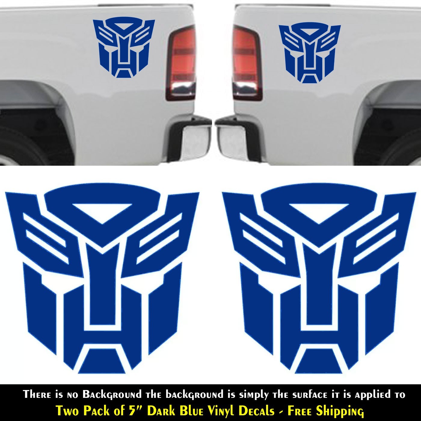 Autobot Inspired Transformers 2 Pack 5" Blue Vinyl Decal Car Truck Window Bumper
