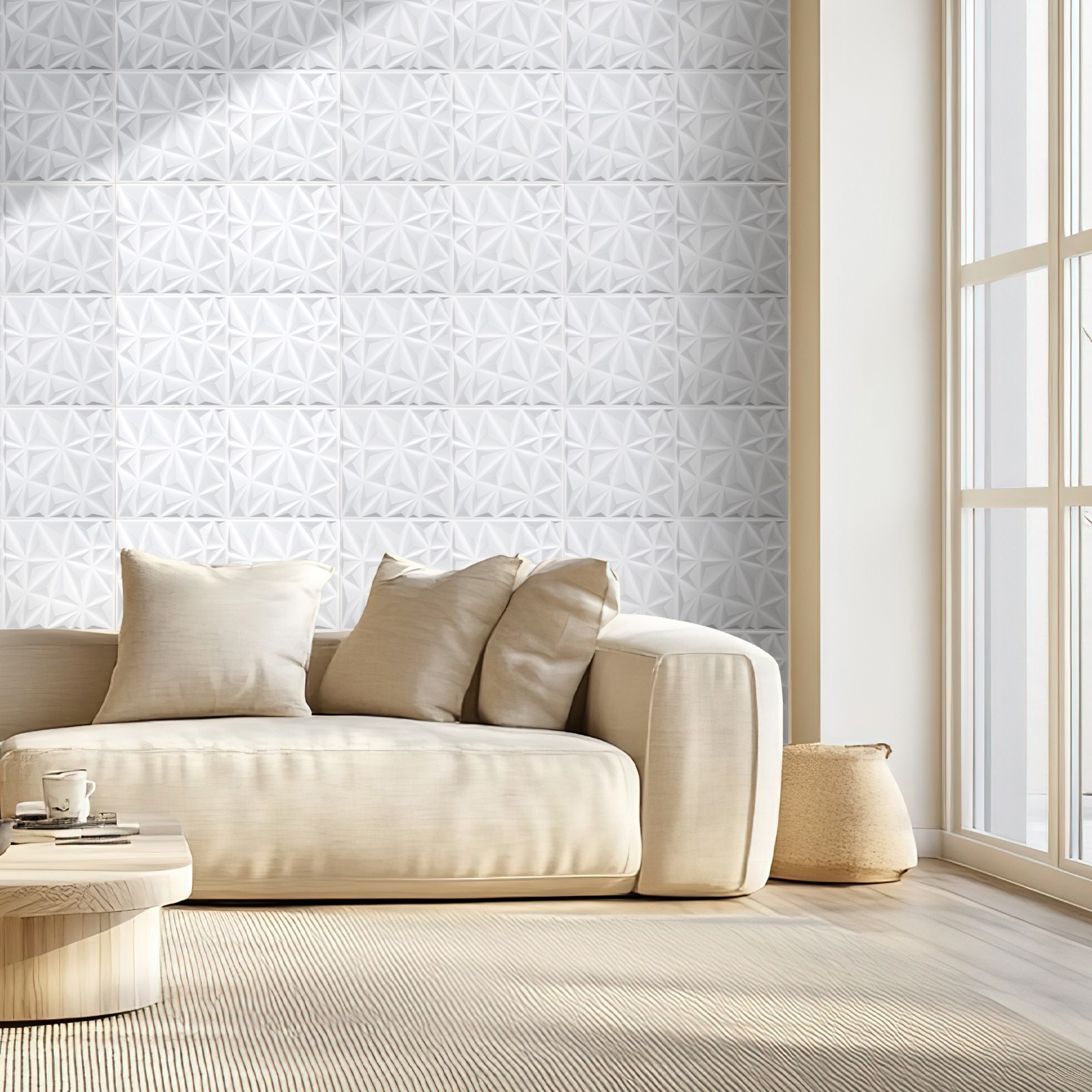 VEVOR 3D Wall Panels 33-Pack 11.81 x 11.81" PVC 32 Sq.Ft Coverage Diamond Matte