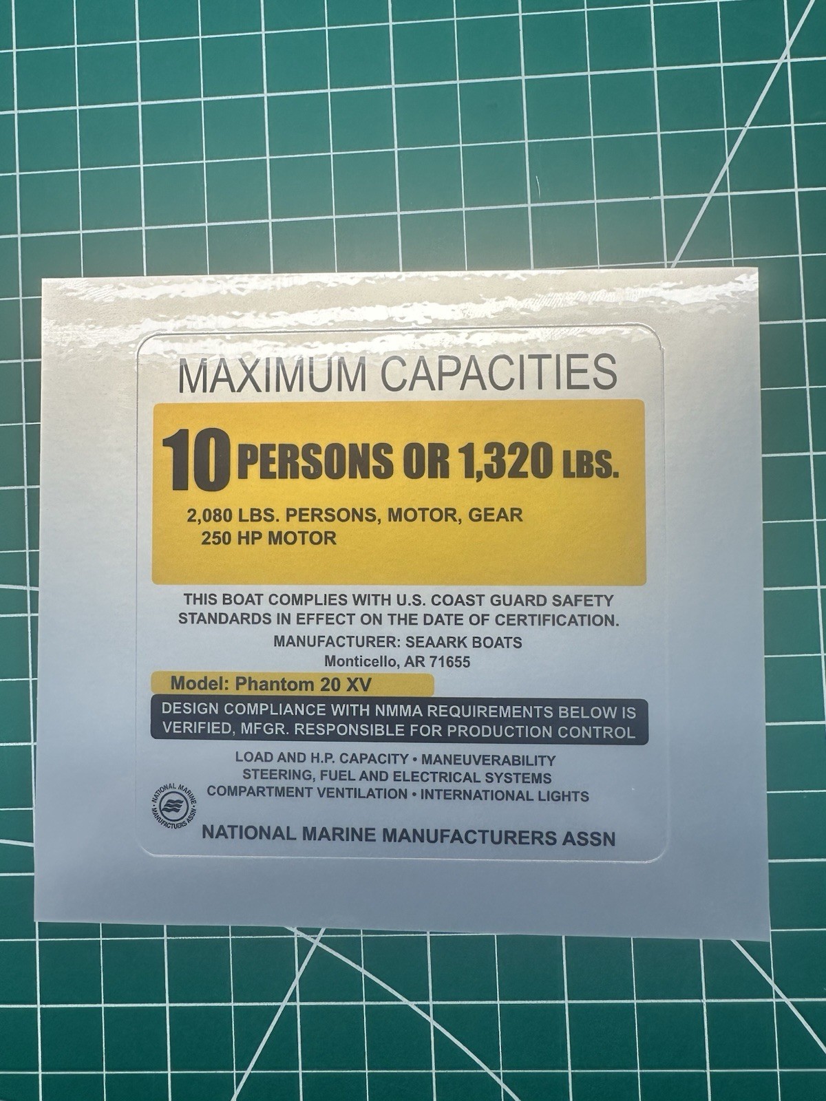 Custom Boat Capacity Sticker – Special Order