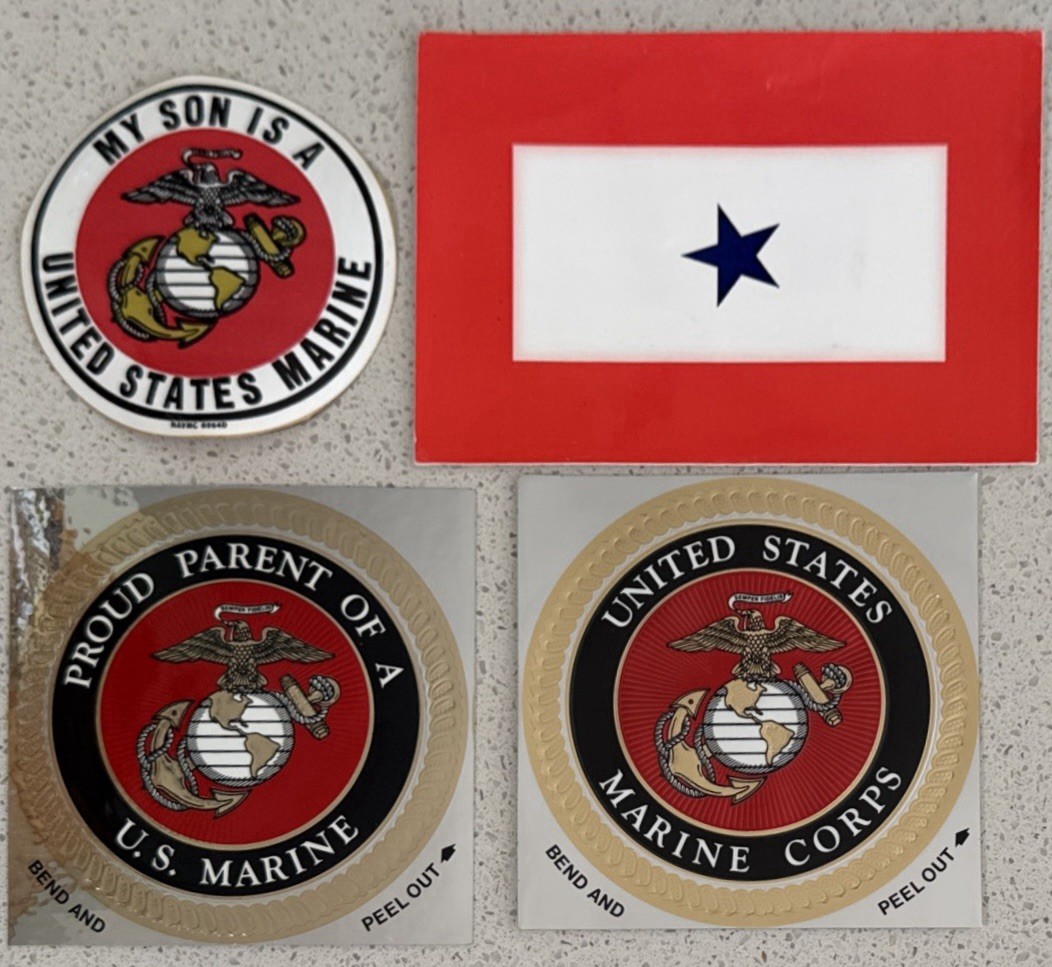 US Marine Corp Stickers MY SON, PROUD PARENT, BLUE STAR, USMC Lot Of 4 New