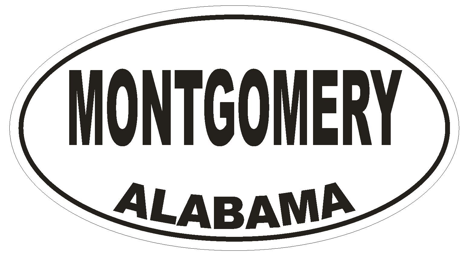 Montgomery Alabama Oval Bumper Sticker or Helmet Sticker D1650 Euro Oval