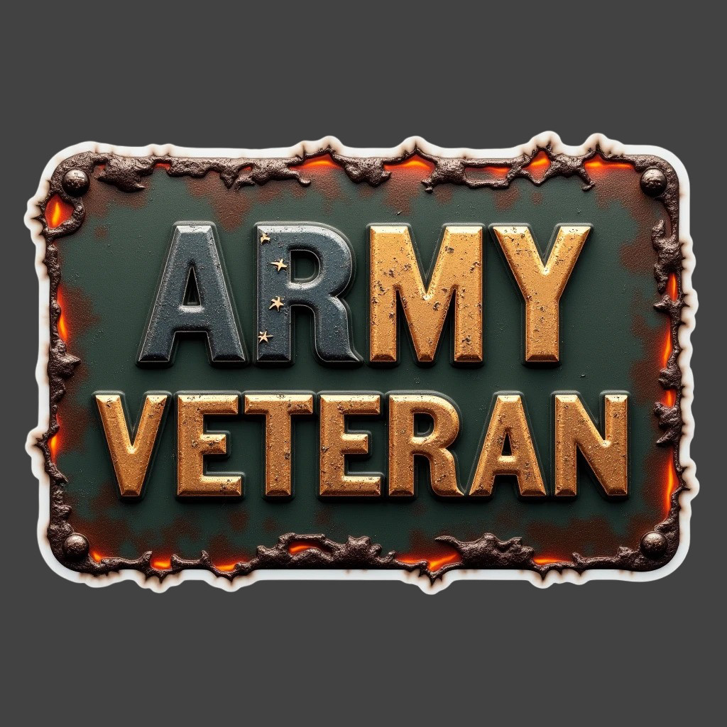 Army Veteran Rustic Metal Plate Sticker Vinyl Decal Military Service Pride