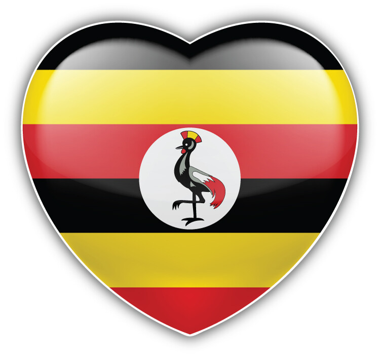 I Love Uganda Glossy Heart Flag Car Bumper Sticker Decal – "SIZES"