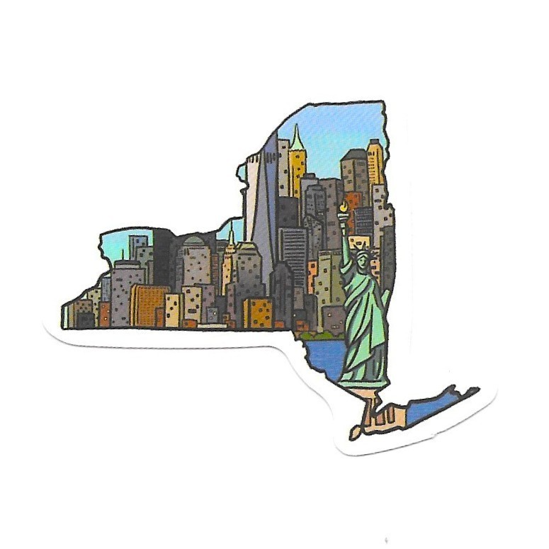 New York State Map Sticker Vinyl NYC Skyline Statue of Liberty Decal Die Cut Art