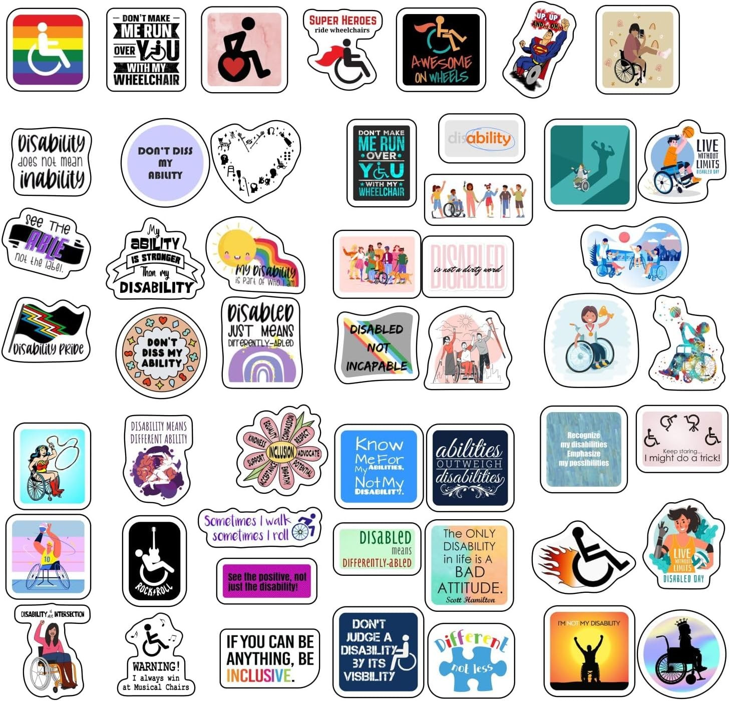 BulbaCraft Disability Stickers for Water Bottle and Laptop – Disability Pride Pa
