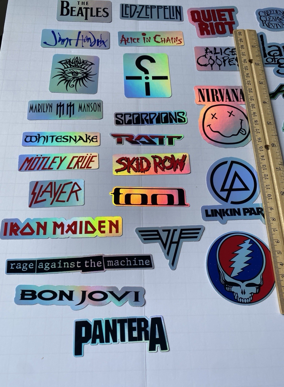 50 Large Classic Rock Stickers 50s 60s 70s 80s 90s Rock & Roll Waterproof Large