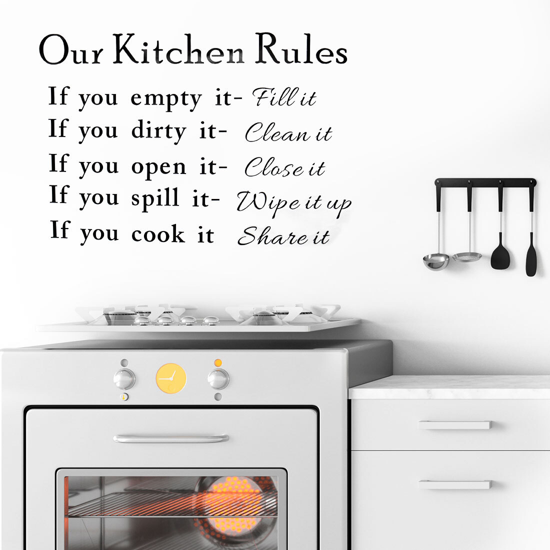 Kitchen Rule Pattern Wall Sticker Removable Art Decal for Bedroom Living Room