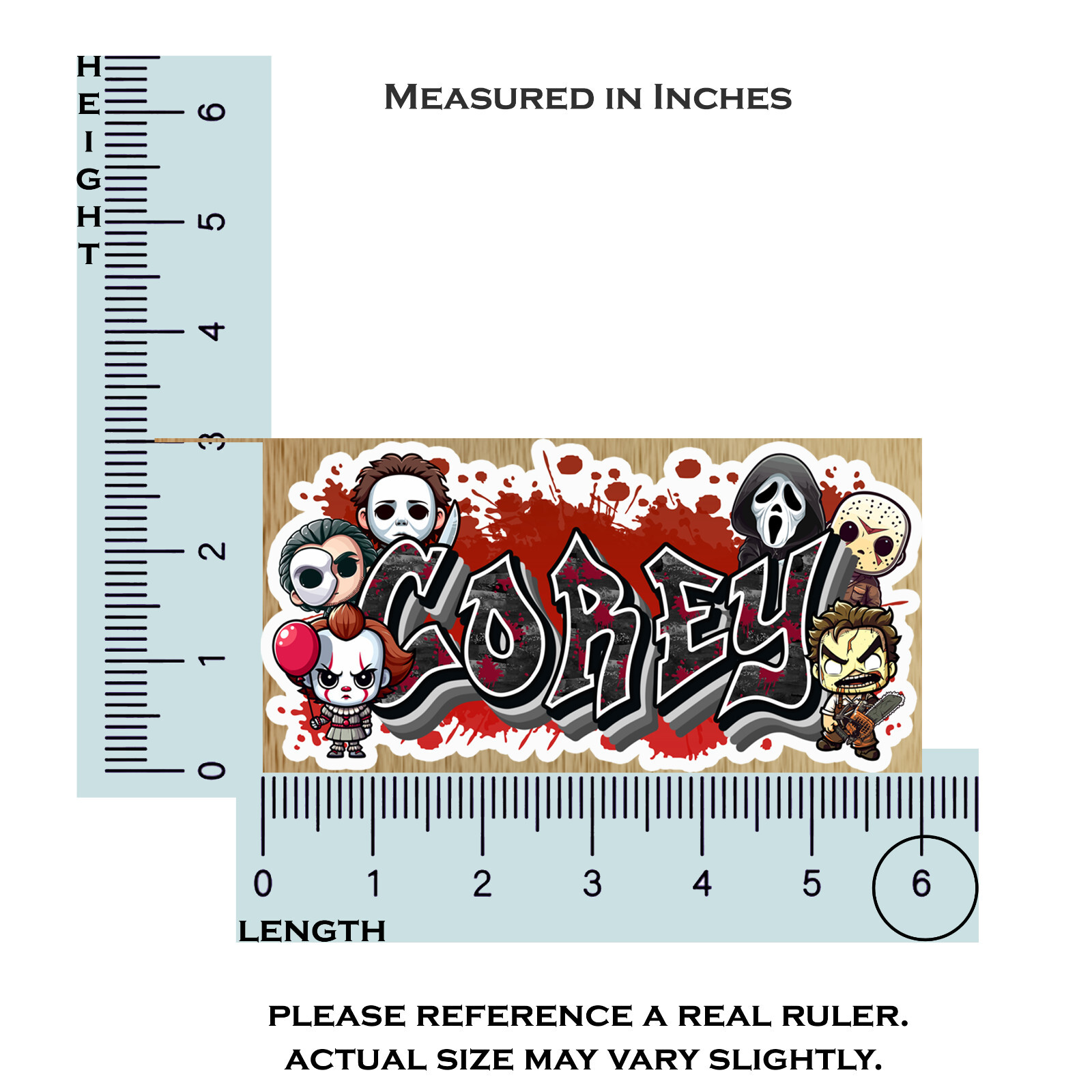 Custom Name Sticker, Vinyl Decal, Horror Villains, Spooky Halloween Killers
